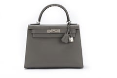Hermes BNIB Kelly 28 Gris Mouette Epsom