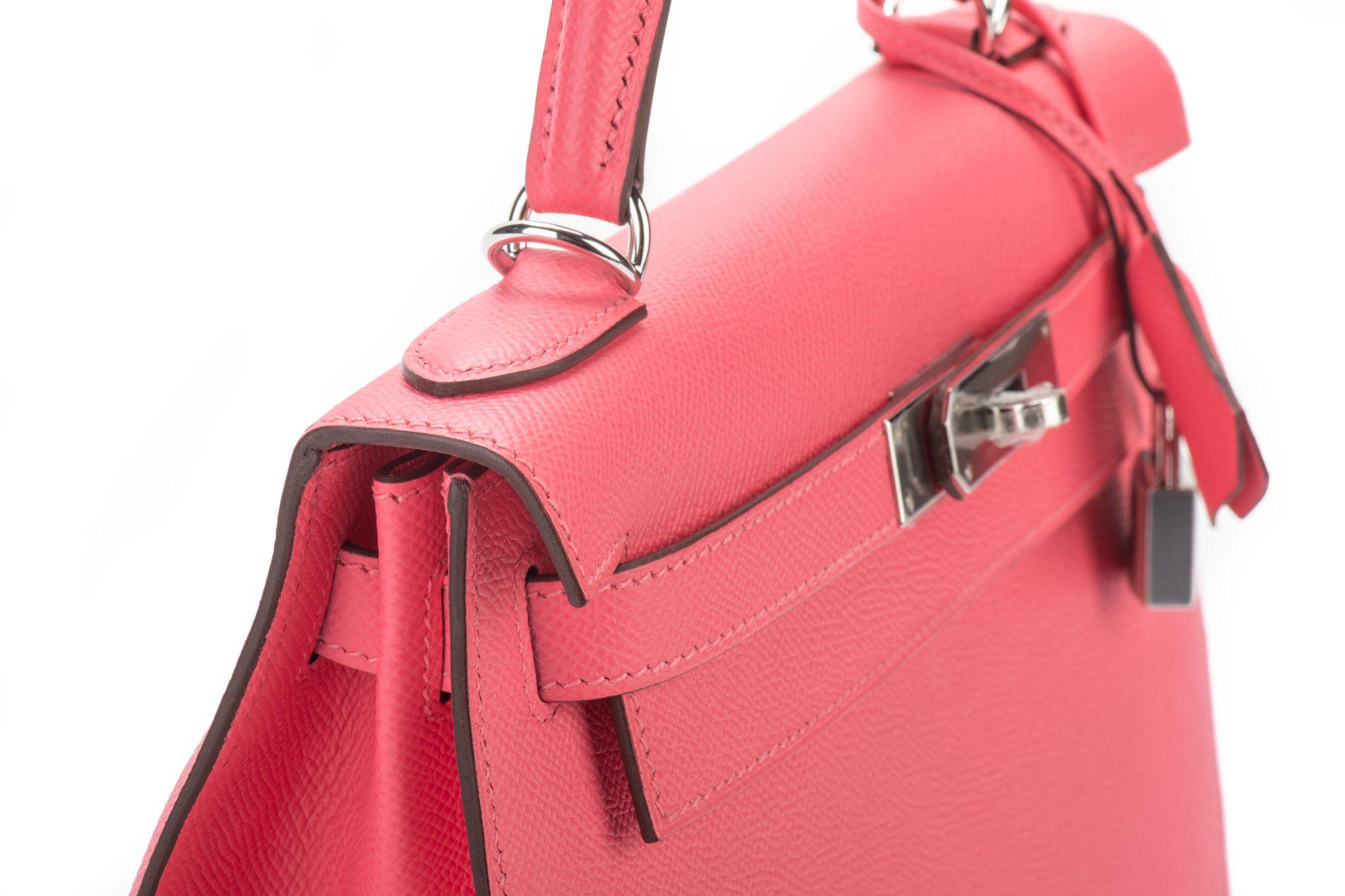 Hermès BNIB Kelly 28 Rose Azalee Epsom  en vente 2