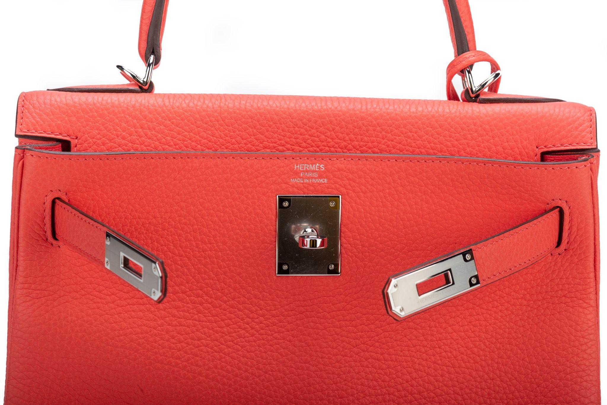 Red Hermes BNIB Kelly 28 Rose Mexico Togo BN For Sale