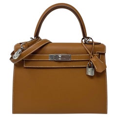 HERMES BNIB Kelly 28 Sellier "Gold" Epsom Leather Palladium Hardware