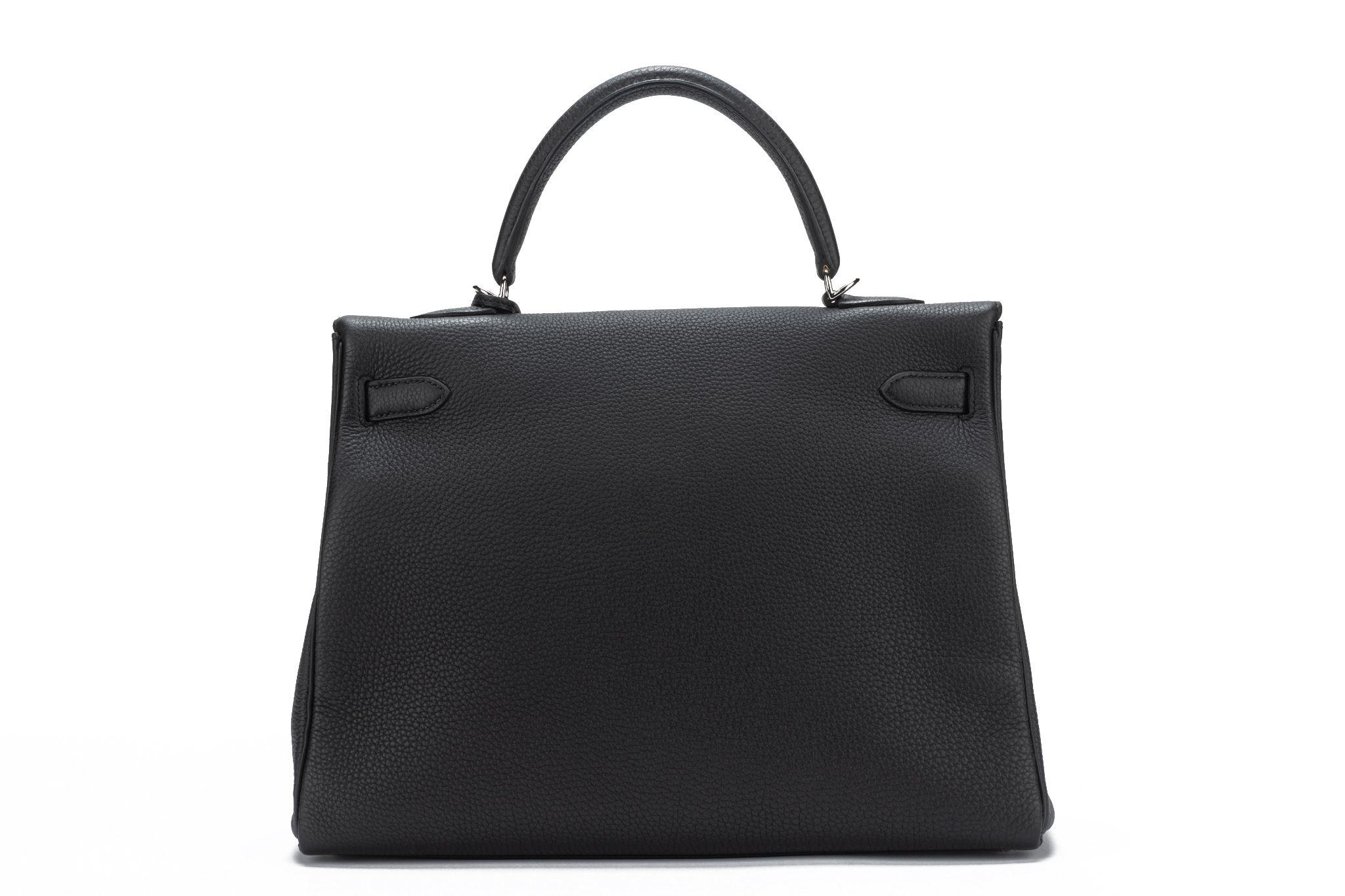Hermès BNIB Kelly 35 Verso Black/Blue In New Condition For Sale In West Hollywood, CA