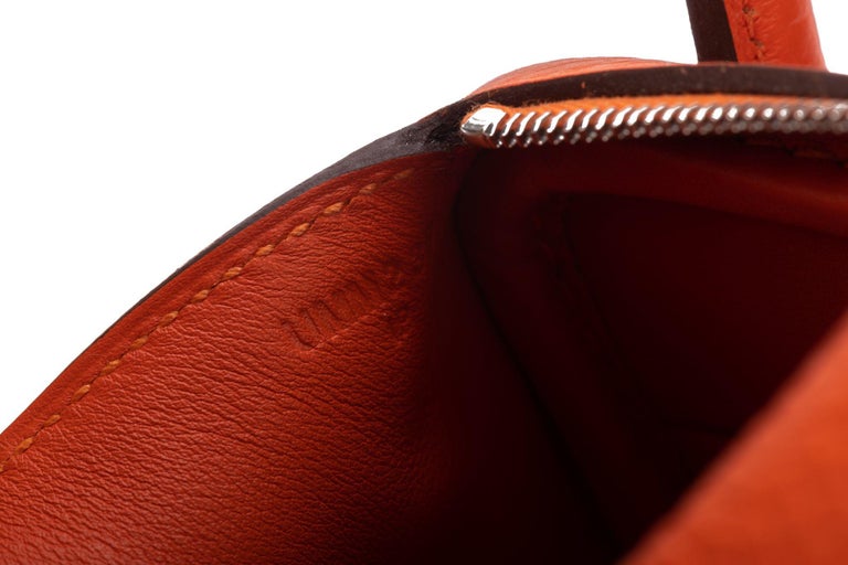 Hermès Feu Orange Clemence Mini Lindy 20 Palladium Hardware, 2022