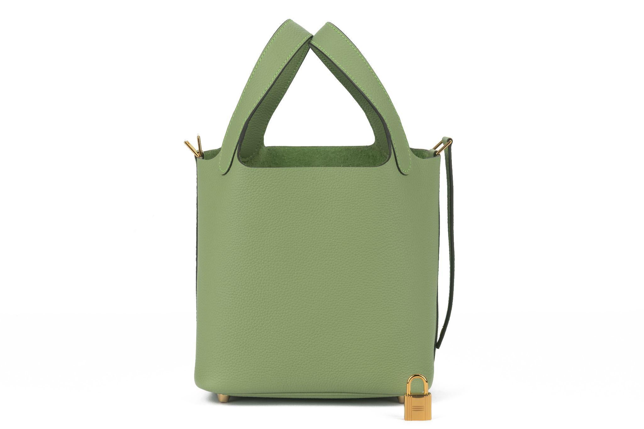 Hermes BNIB Picotin 18 Vert Criquet Gold im Zustand „Neu“ im Angebot in West Hollywood, CA