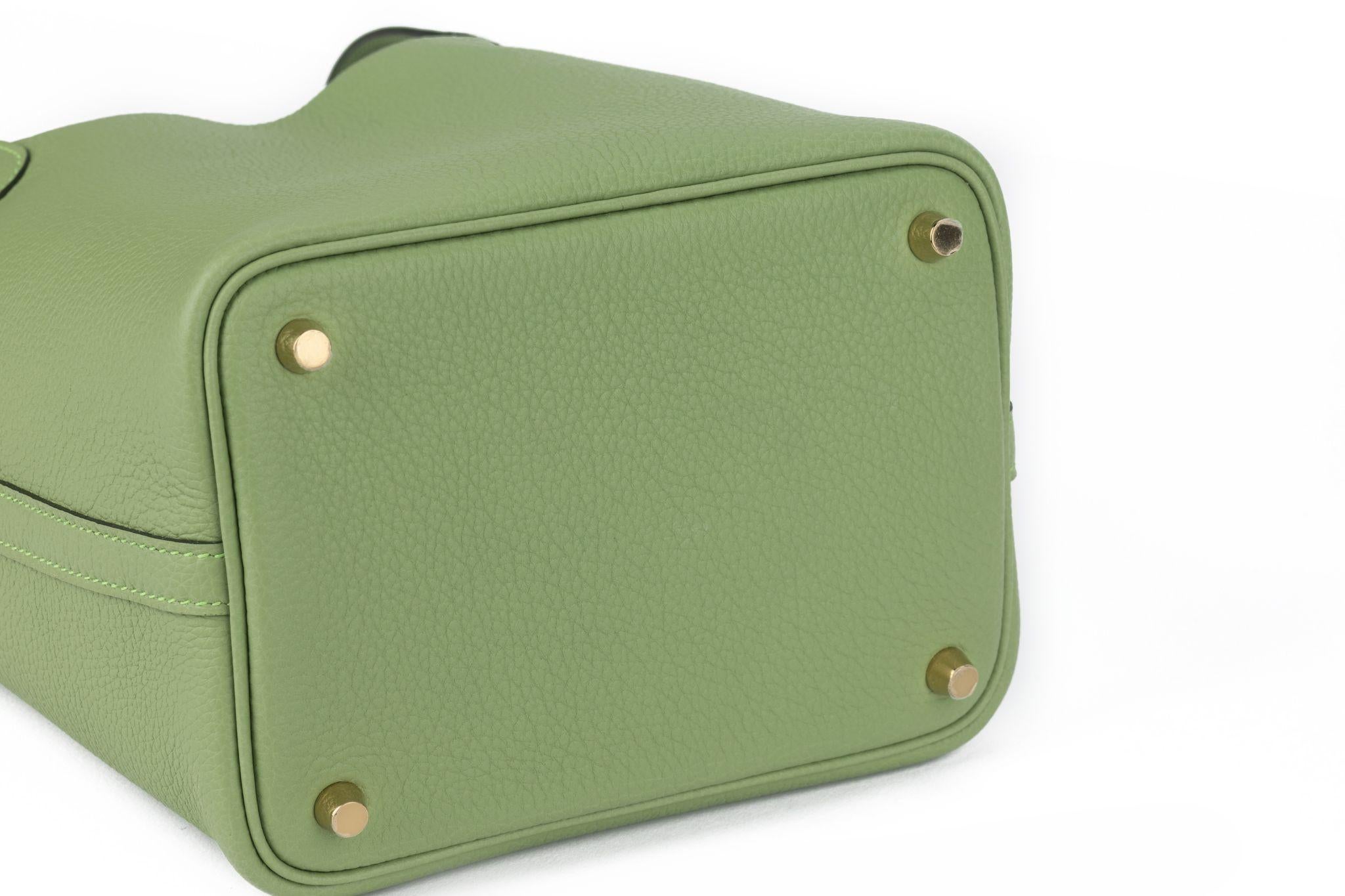 Women's or Men's Hermes BNIB Picotin 18 Vert Criquet Gold