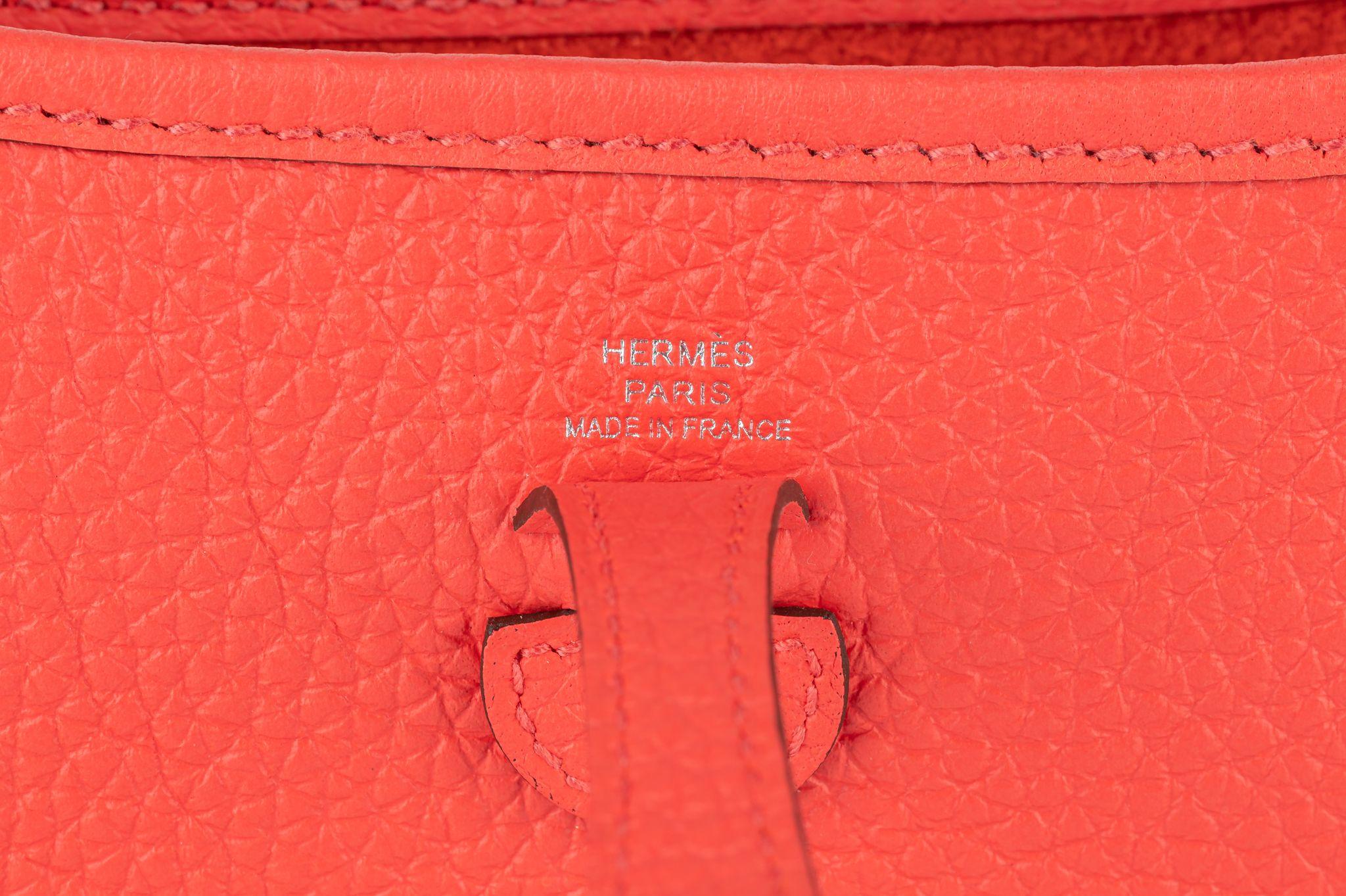 Hermès BNIB Rouge Pivoine Mini Evelyne en vente 3