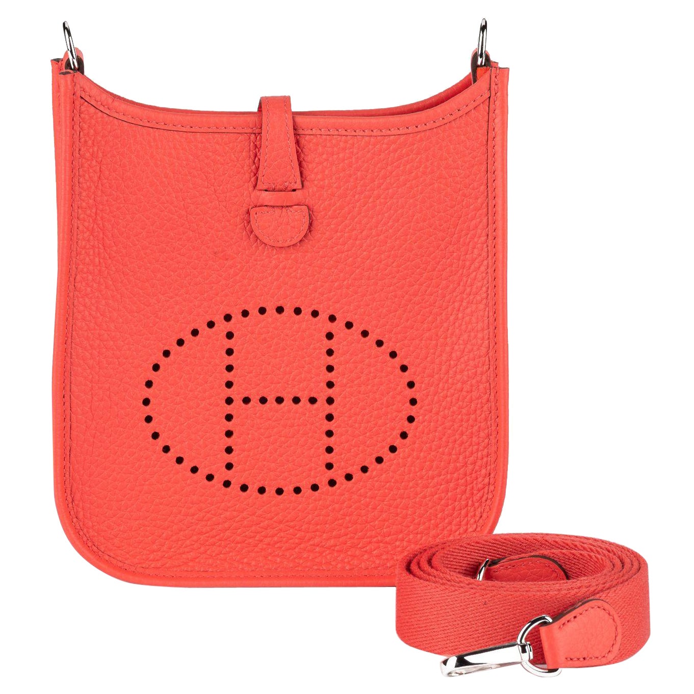Hermès BNIB Rouge Pivoine Mini Evelyne en venta