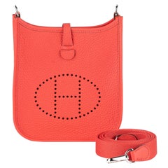 Hermès BNIB Rouge Pivoine Mini Evelyne