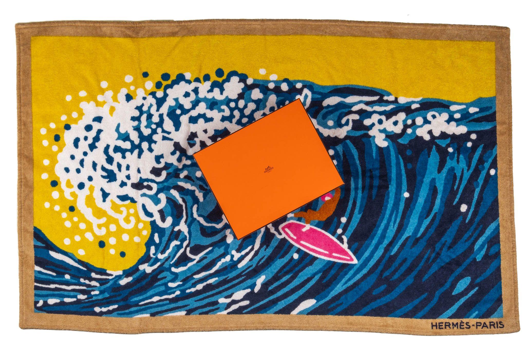 Orange Hermès BNIB Serviette de plage Surf & Wave en vente