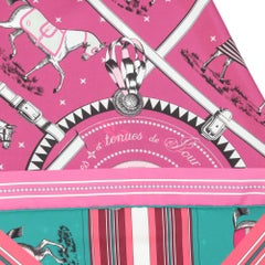 Hermès Bo, Vert, Rose & Blanc Silk Couvertures Et Tenues De Jour Double Face 90