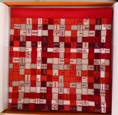 Hermes Bolduc Silk Scarf au Carre Rouge Bordeaux Gris  Scarf 90