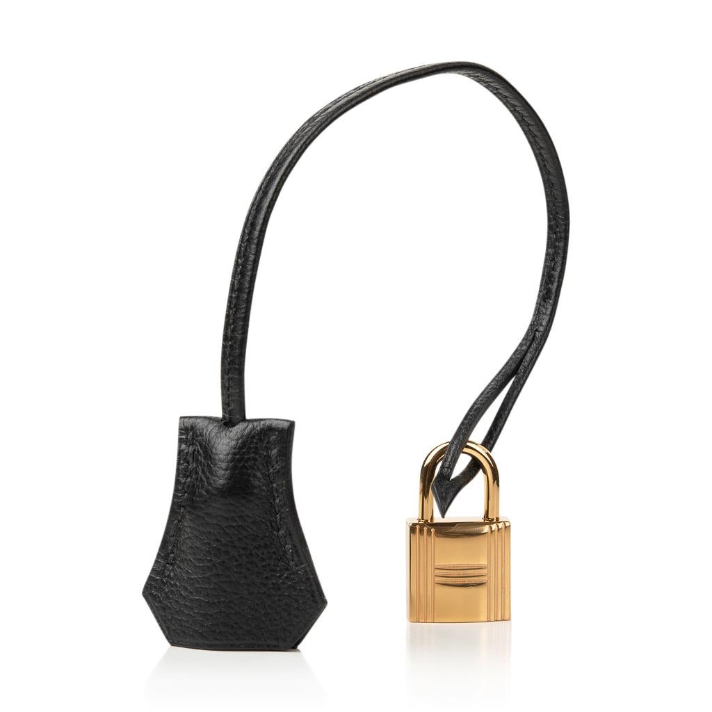 Guaranteed authentic Hermes Bolide 30 1923 is sleek, clean and modern and easy to fall in love with.
Black with Gold hardware sets this beauty apart.
Taurillon Novillo leather has stepped to the forefront for good reason.
Bull leather, with a grain