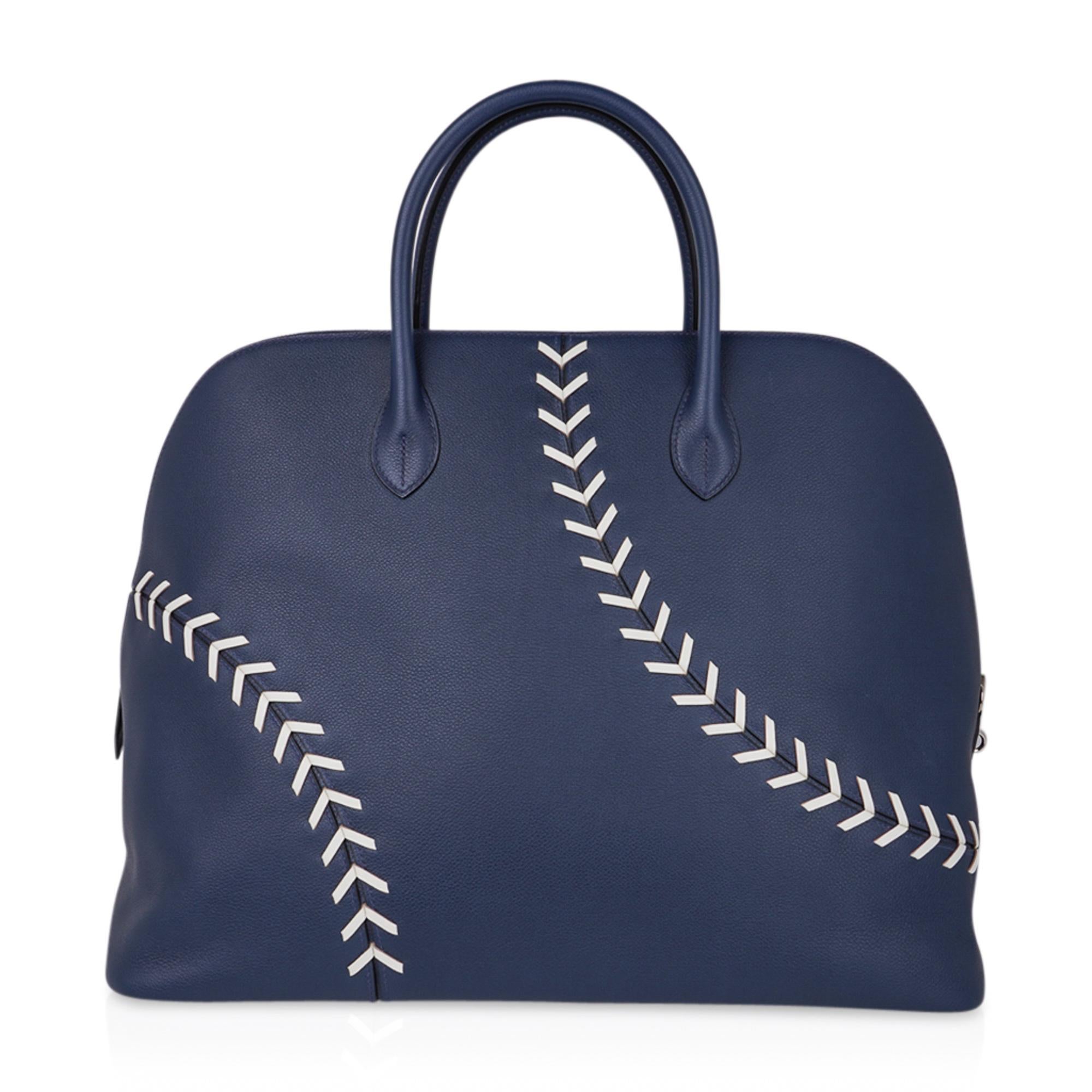Hermes Bolide 1923 Baseball 45 Bag Bleu de Malte Limited Edition Weekender New 1