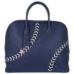 Hermes Bolide 1923 Baseball 45 Bag Bleu de Malte Limited Edition Weekender New