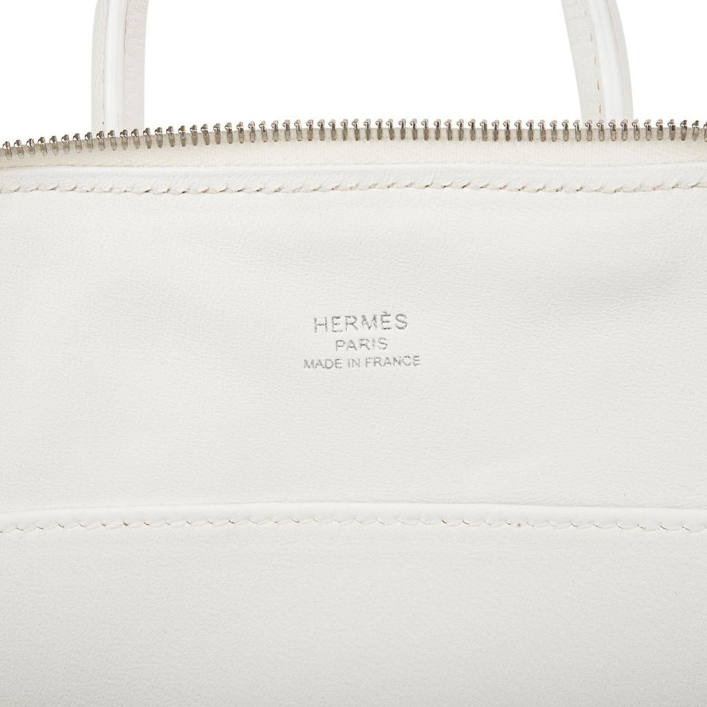 Hermes Bolide 1923 Mini Bag White Chevre Leather Palladium Hardware 2