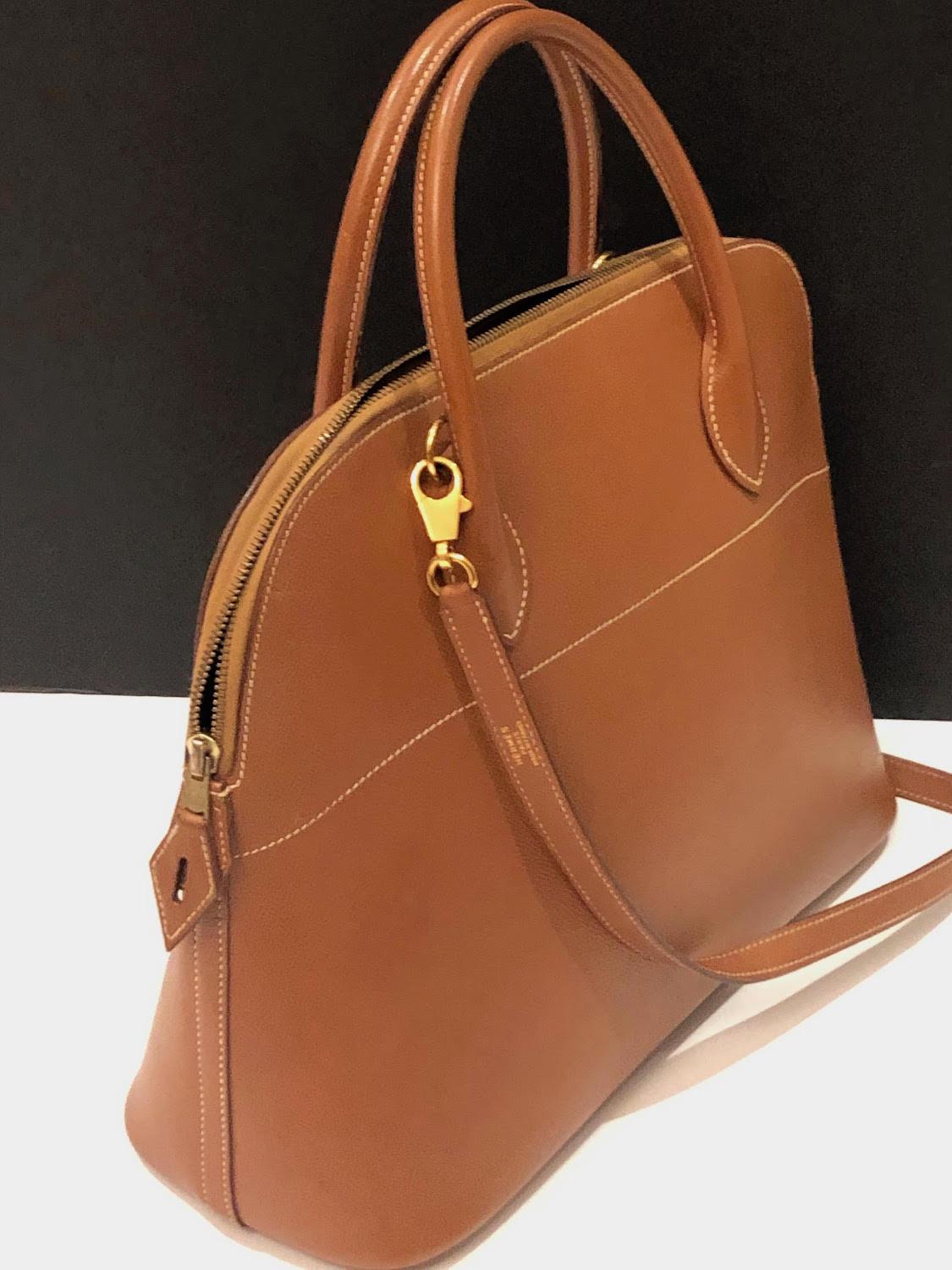 HERMÈS Bolide 1995 Tan Leather Bag GHW Vintage In Good Condition For Sale In London, GB