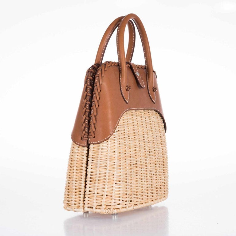 Hermès Bolide 25 Picnic Bag Barenia and Wicker 2017, A For Sale at