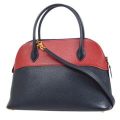 HERMES Bolide 27 Mini Small Red Blue Couchevel Leather Top Handle Shoulder Bag