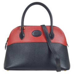 HERMES Bolide 27 Mini Rouge Bleu Couchevel Cuir Top Handle Shoulder Bag