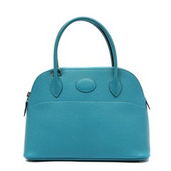 Hermès Bolide 27cm Turquoise Chevre Mysore Leather w PH
