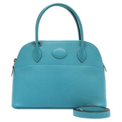 Hermès Bolide 27cm Turquoise Chevre Mysore Leather w PH