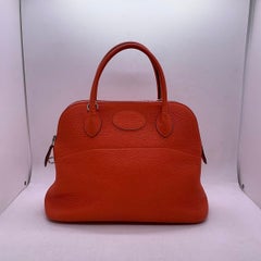 Hermes Bolide 31 Feu Taurillon Clemence Leather Silver HW Handbag Stamp A