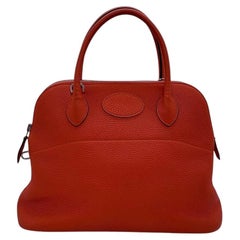 Hermes Bolide 31 Feu Taurillon Clemence Leather Silver HW Handbag Stamp A