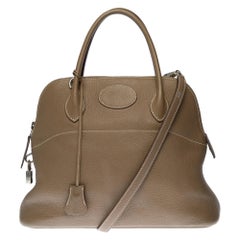 Hermes Bolide 31 strap shoulder bag in Togo étoupe leather, silver hardware