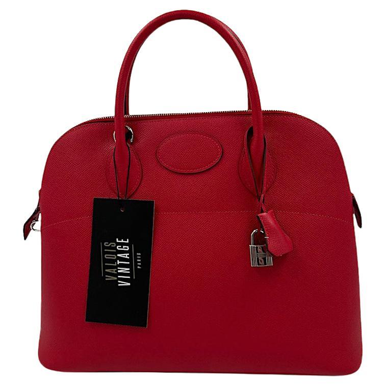 HERMES Bolide 35 Bag in Rouge Pivoine Epsom Leather