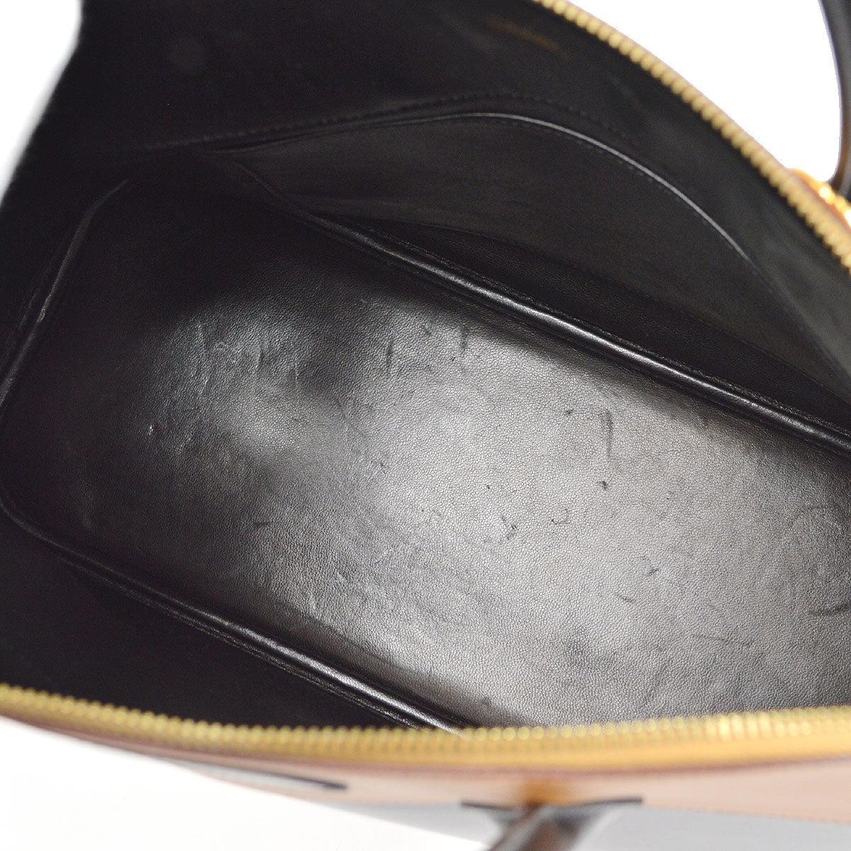 HERMES Bolide 37 Box Calfskin Leather Black Tan Box Calfskin Leather Tote Bag In Good Condition In Chicago, IL