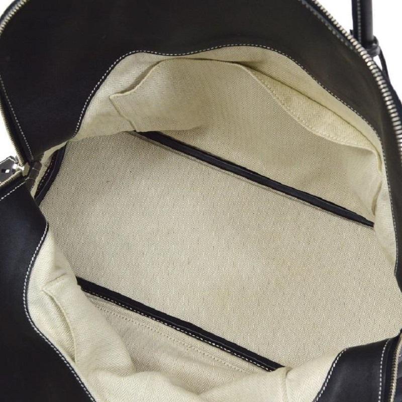 HERMES Bolide 40 Relax Black Leather Palladium Travel Men's Women's Tote Bag In Good Condition In Chicago, IL