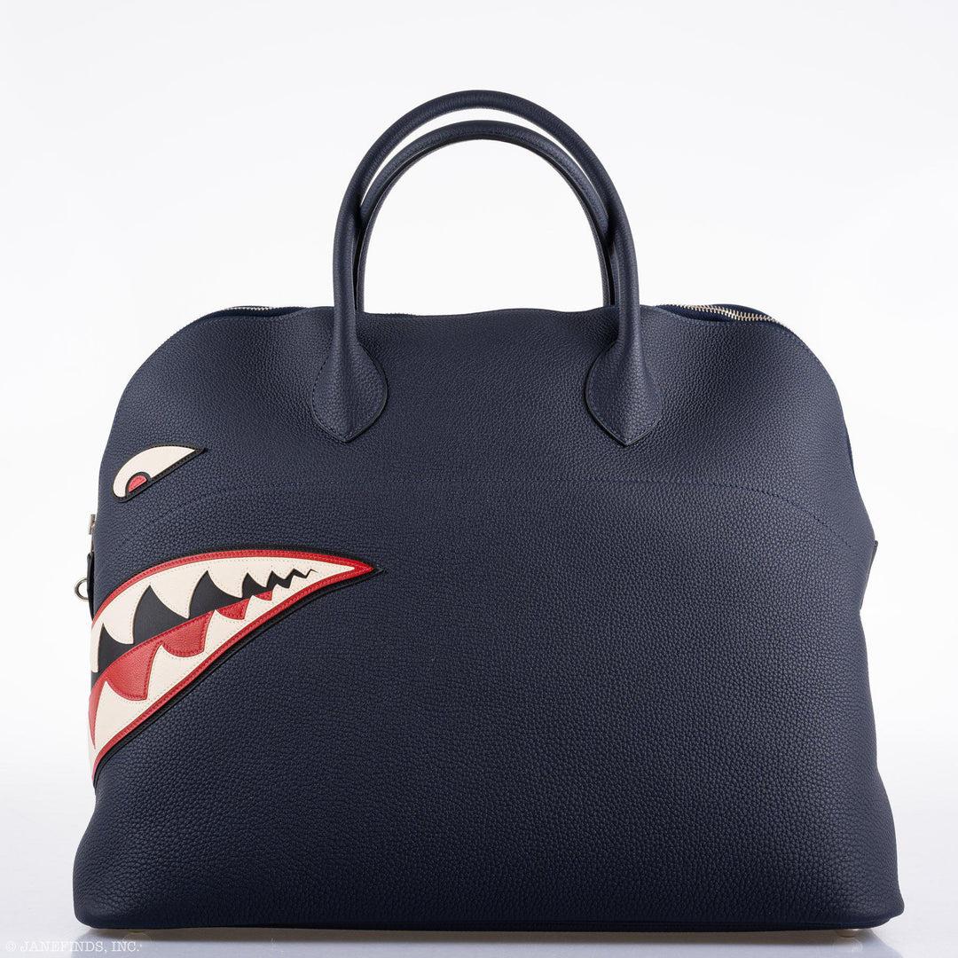 Hermès Bolide 40 Shark Indigo Blue Togo Unisex Bag Palladium Hardware For Sale 7