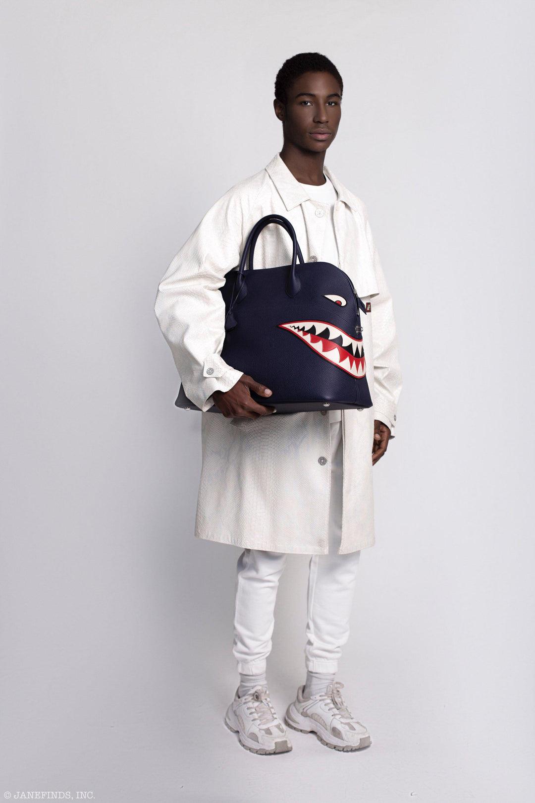 Hermès Bolide 40 Shark Indigo Blue Togo Unisex Bag Palladium Hardware For Sale 11