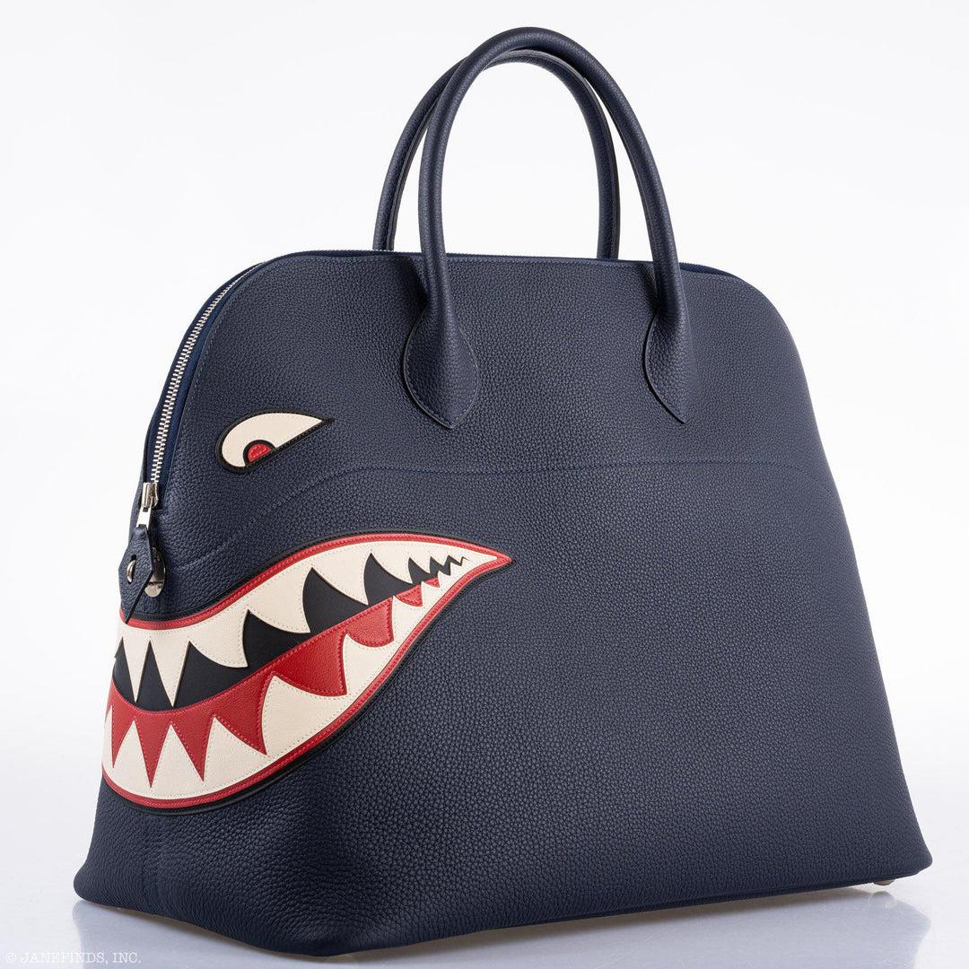 Hermès Bolide 40 Shark Indigo Blue Togo Unisex Bag Palladium Hardware For Sale 1