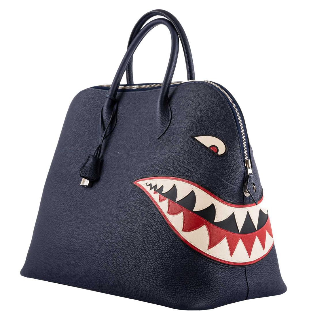 Hermès Bolide 40 Shark Indigo Blue Togo Unisex Bag Palladium Hardware For Sale 2