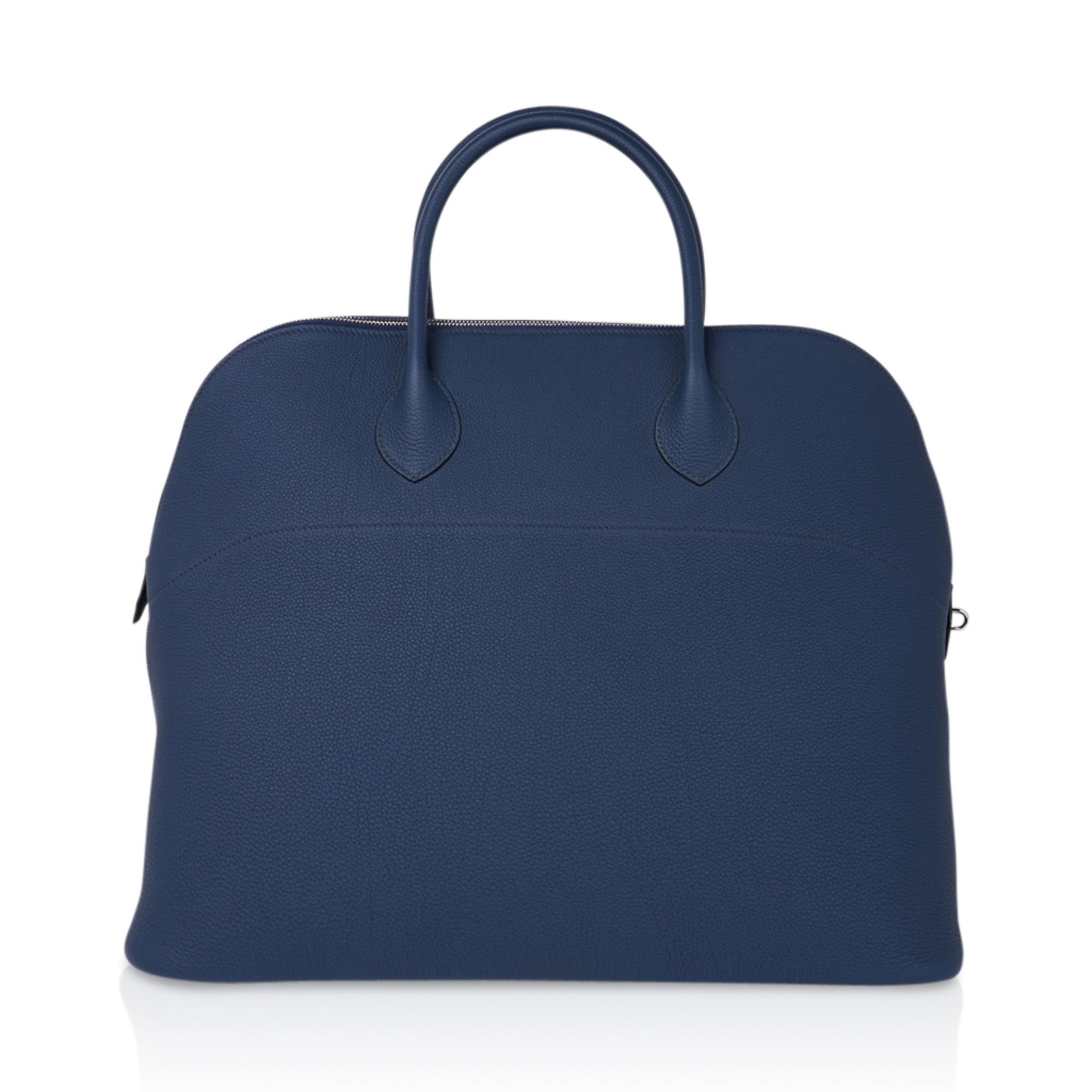 Women's or Men's Hermes Bolide 45 Men's Bag Blue de Prusse Togo Weekender New w/Box