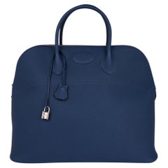 Hermes Bolide 45 Herrentasche Blau de Prusse Togo Weekender Neu w/Kasten
