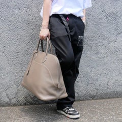 HERMES Bolide 45 Relax Grey Veau Sikkim Leather Men's Women's Travel Tote Bag