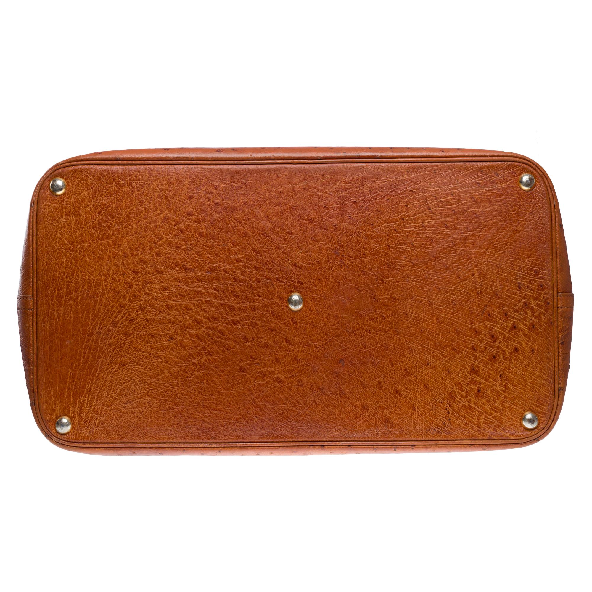 Hermès Bolide 45 Travel bag in Cognac Ostrich leather, GHW For Sale 5