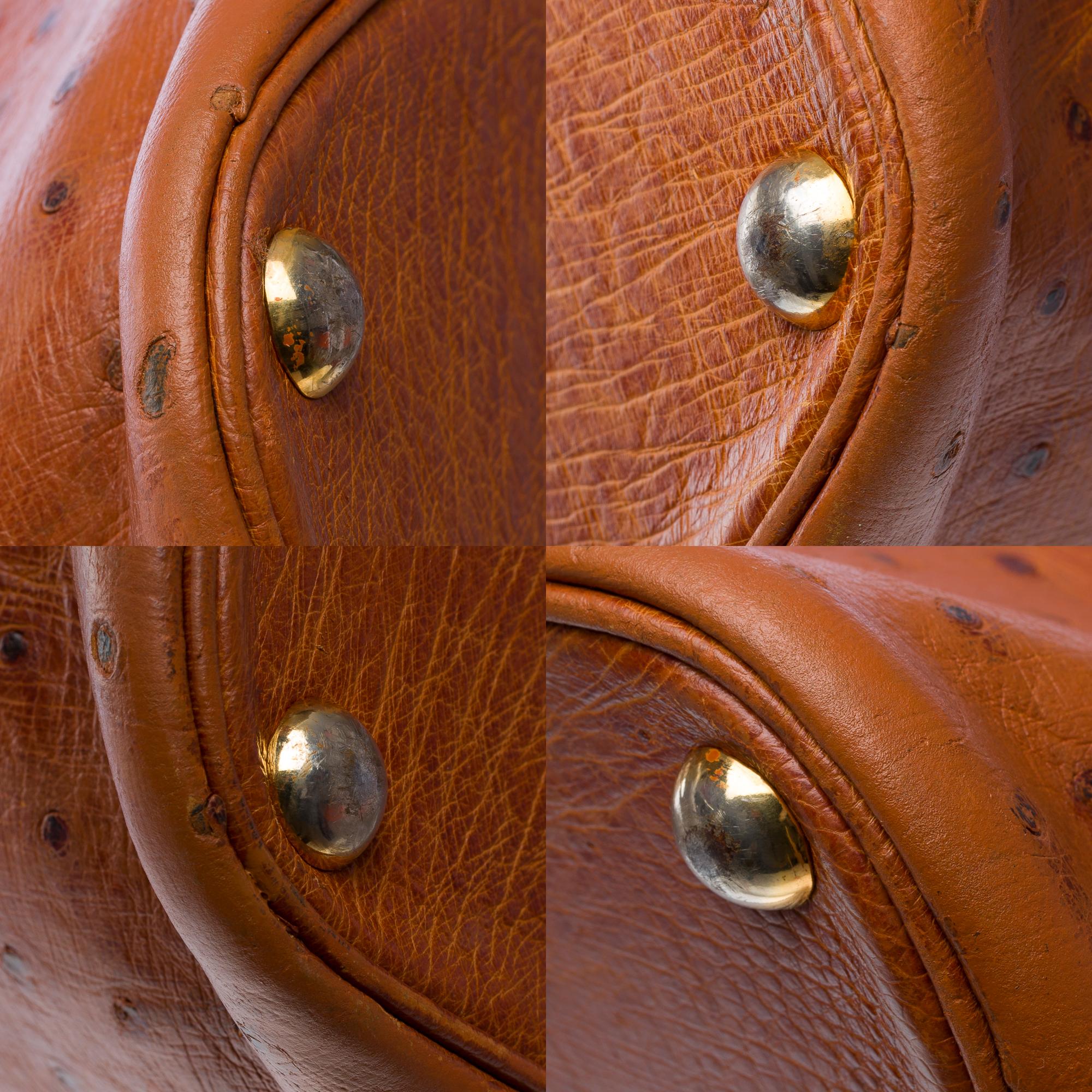 Hermès Bolide 45 Travel bag in Cognac Ostrich leather, GHW For Sale 6