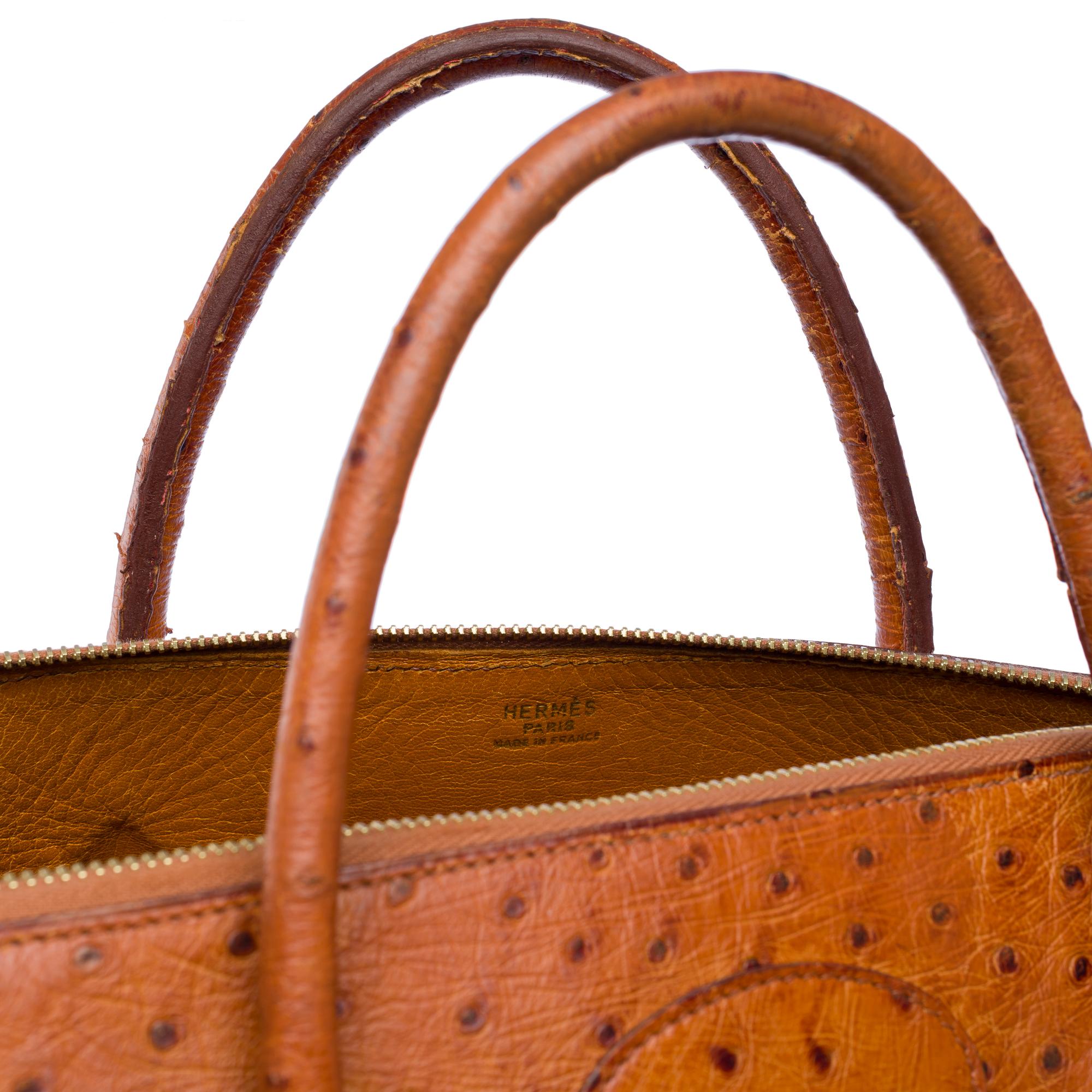 Hermès Bolide 45 Travel bag in Cognac Ostrich leather, GHW For Sale 1