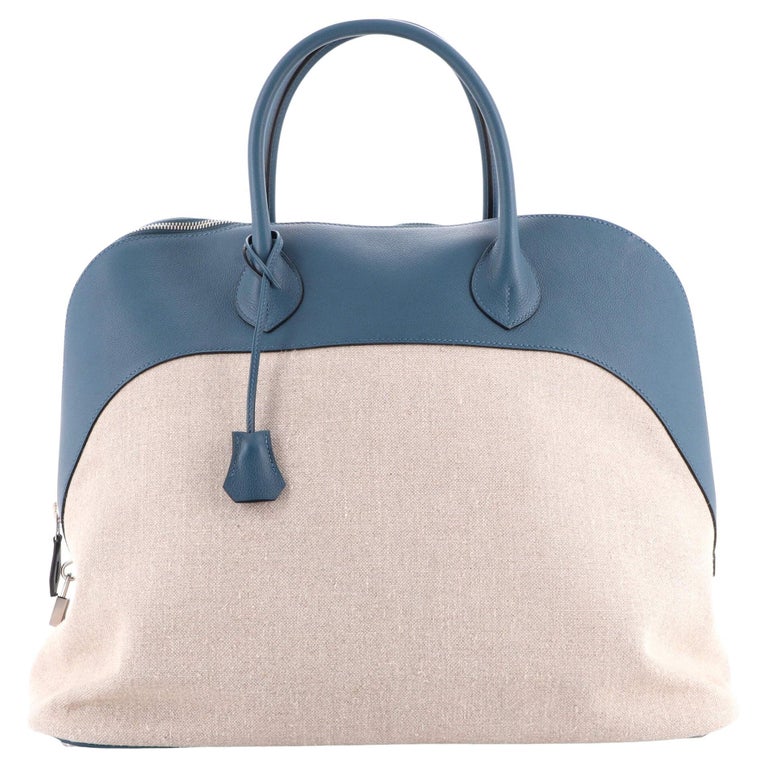 Hermes Bolide Bag Canvas with Leather 45 For Sale at 1stDibs