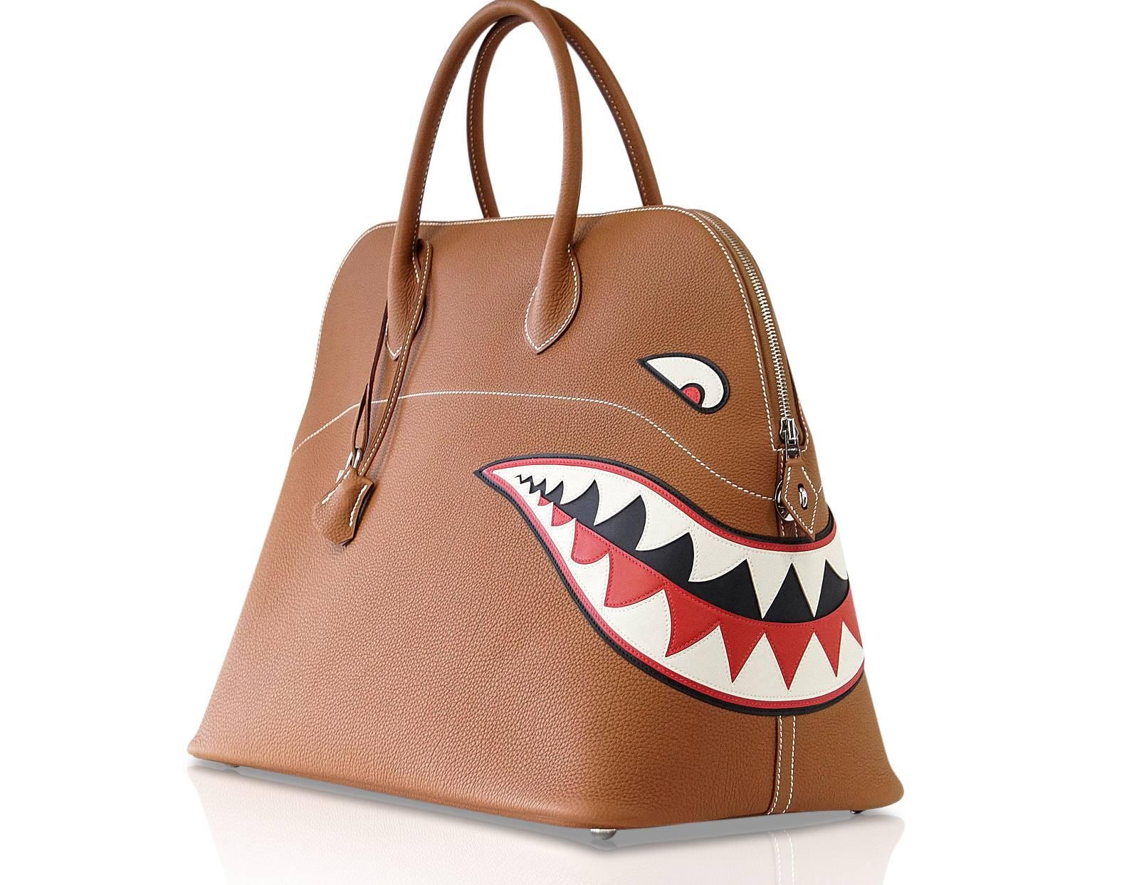 Brown Hermes Bolide Bag Shark Monster Bolide Gold Palladium Limited Edition