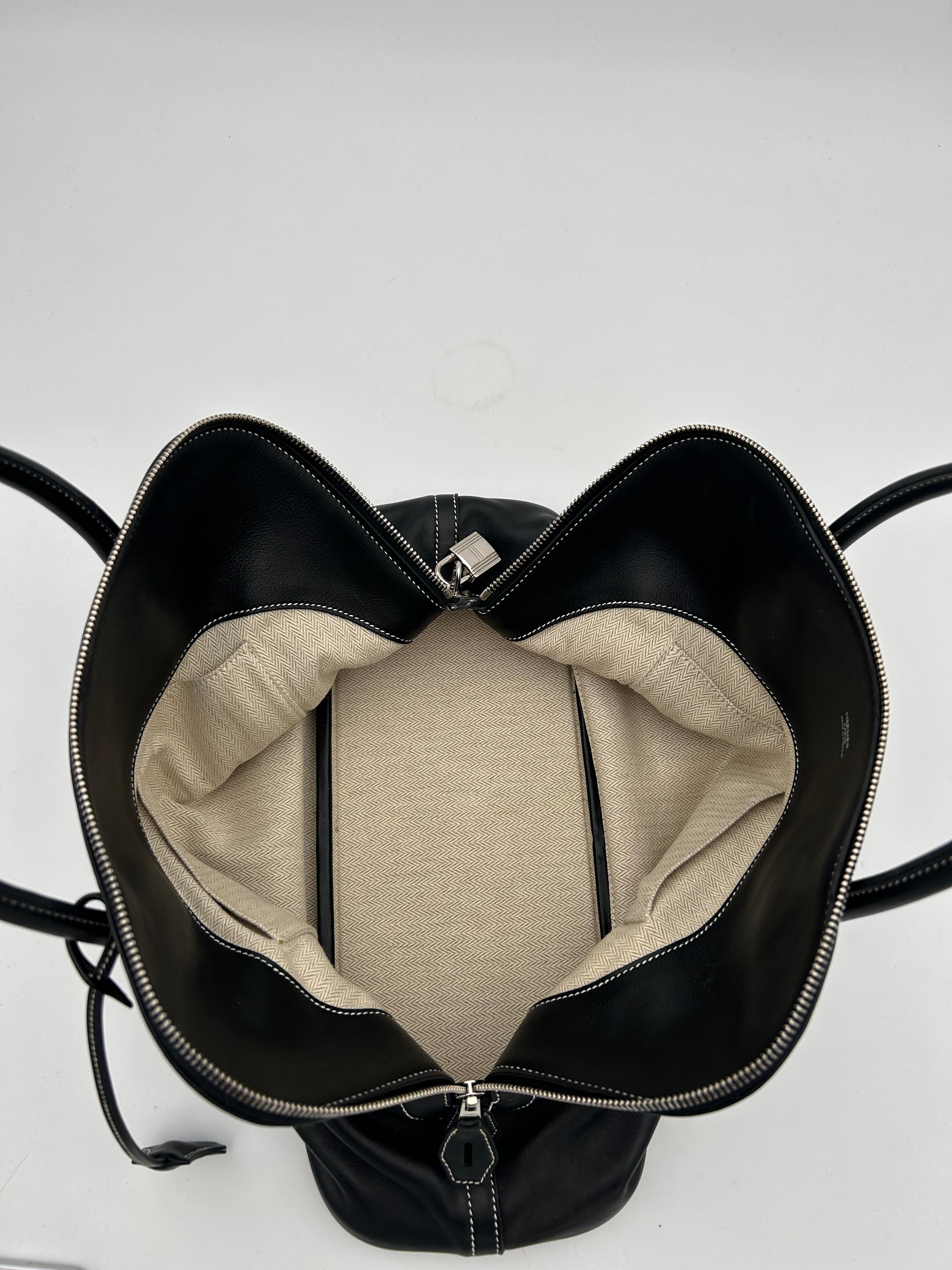 Hermès Bolide Black Sikkim Leather 35cm 2010 For Sale 9