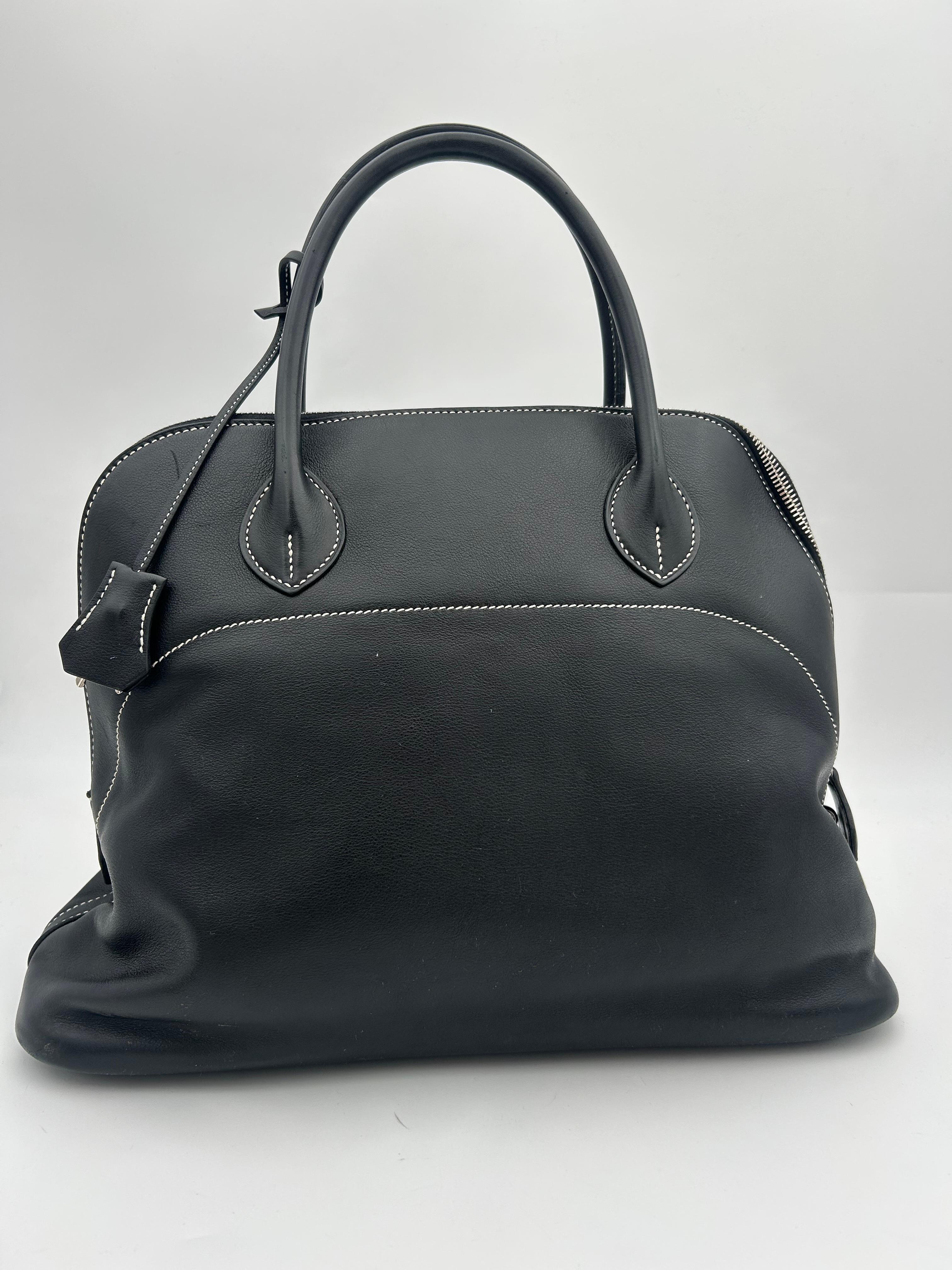 Hermès Bolide Black Sikkim Leather 35cm 2010 For Sale 3