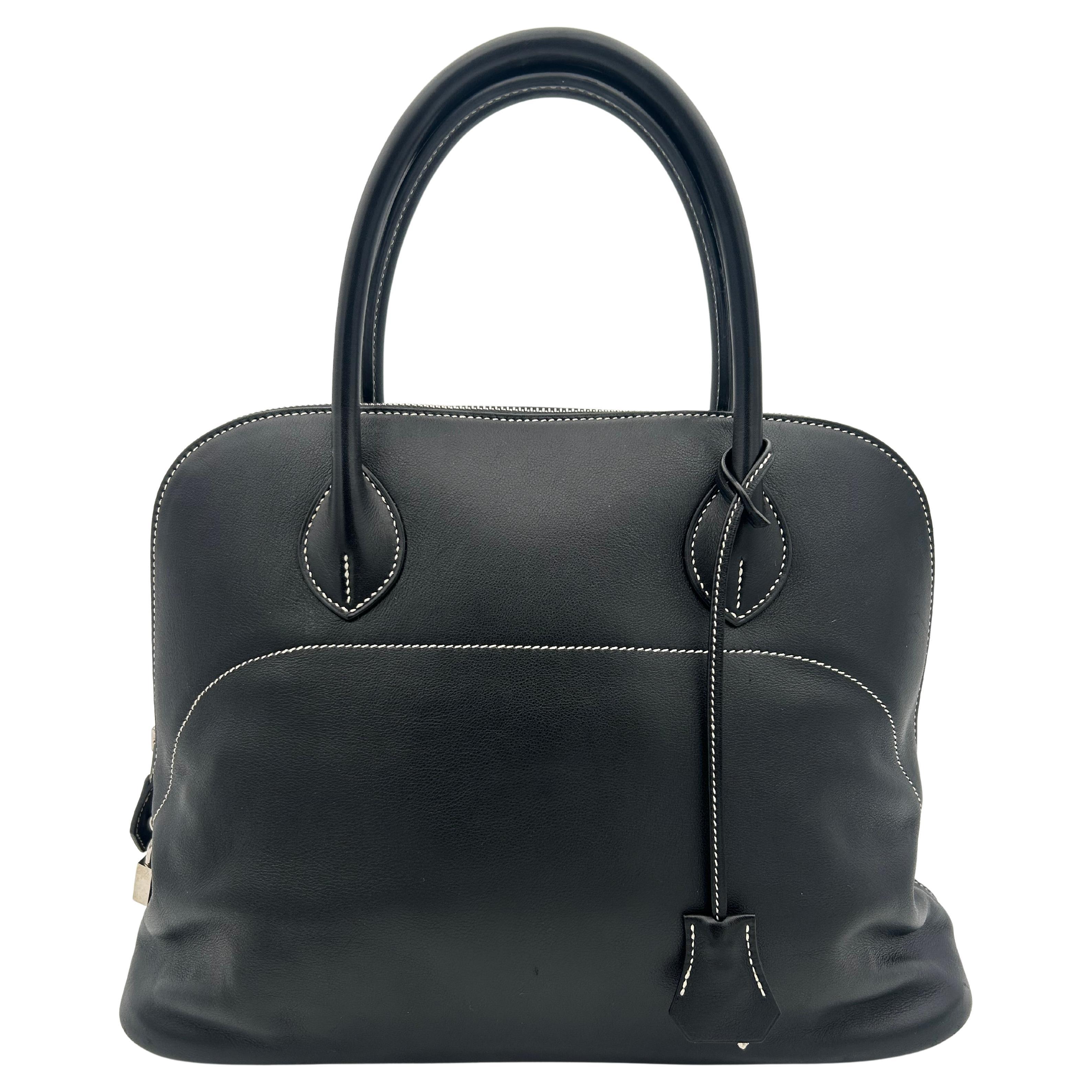 Hermès Bolide Black Sikkim Leather 35cm 2010 For Sale