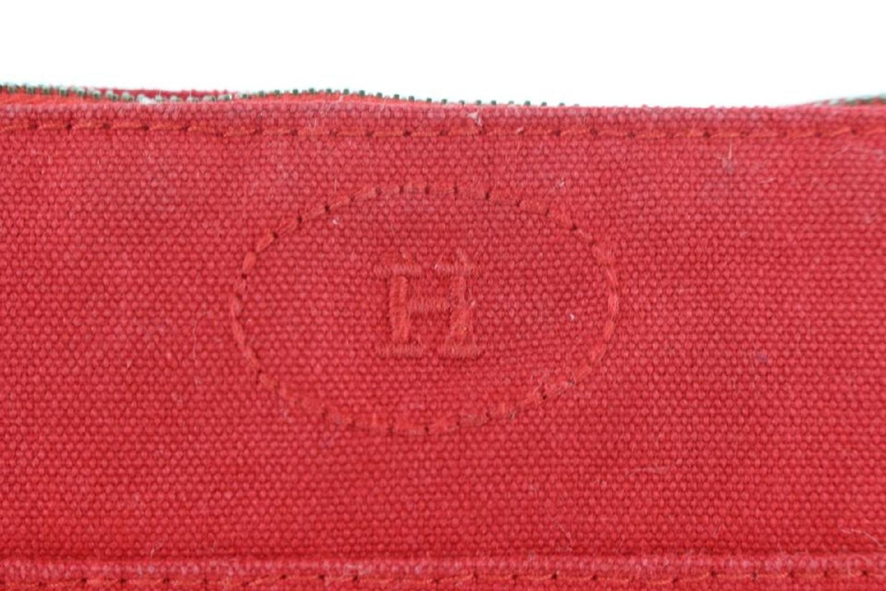 Hermès Bolide Cosmetic Make Up Pouch 230796 Red Canvas Clutch 3