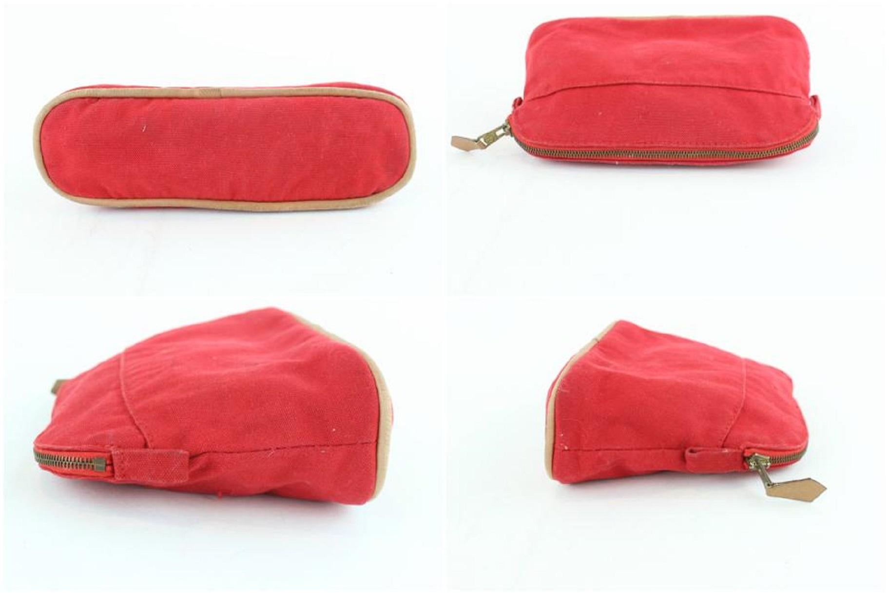 Women's Hermès Bolide Cosmetic Make Up Pouch 230796 Red Canvas Clutch