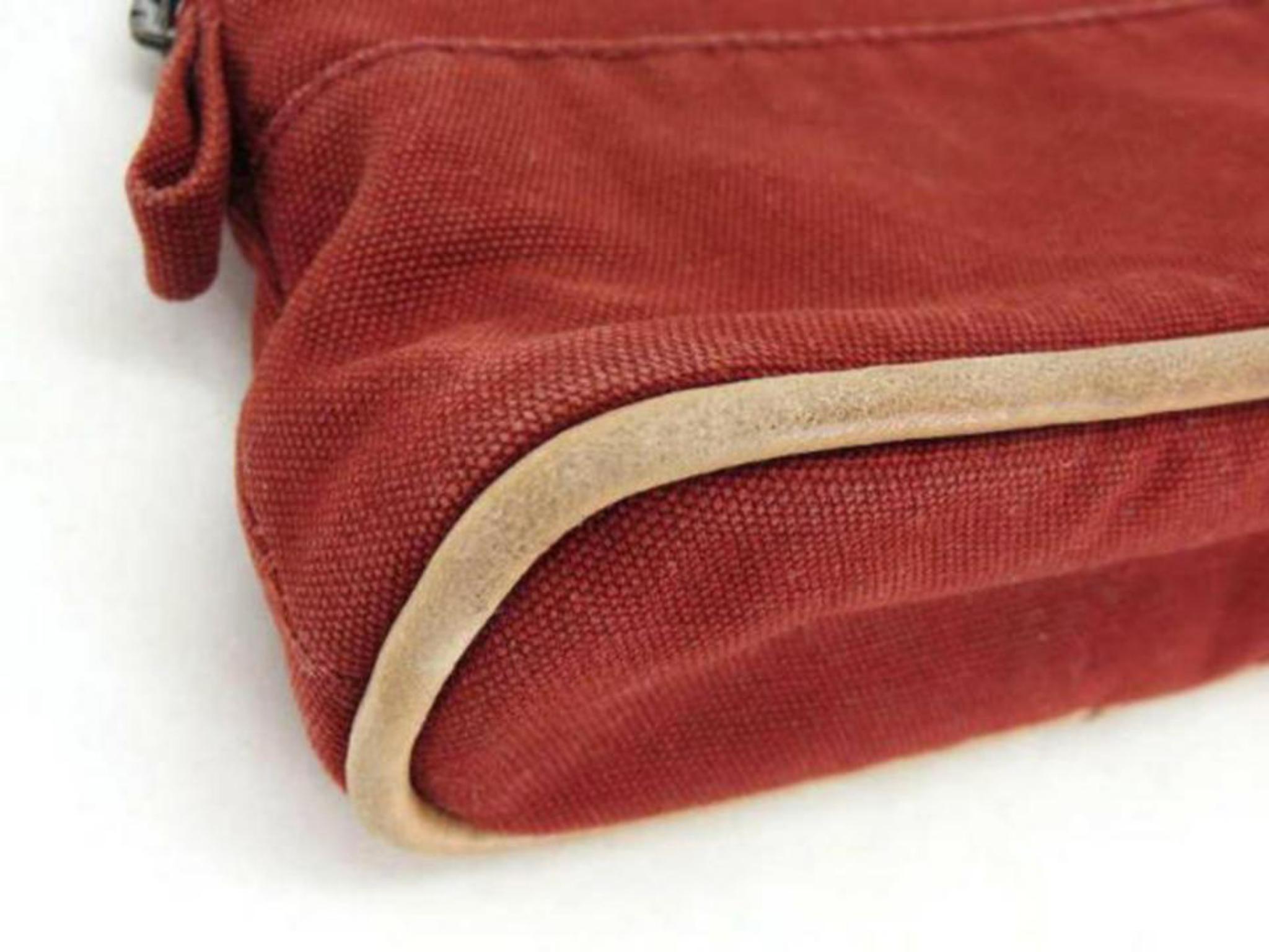 Hermès Bolide Cosmetic Pouch 226611 Red Coated Canvas Clutch For Sale 6