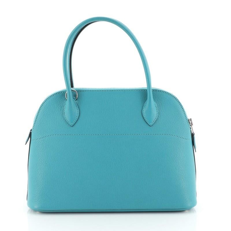 Blue Hermes Bolide Handbag Chevre Mysore 27