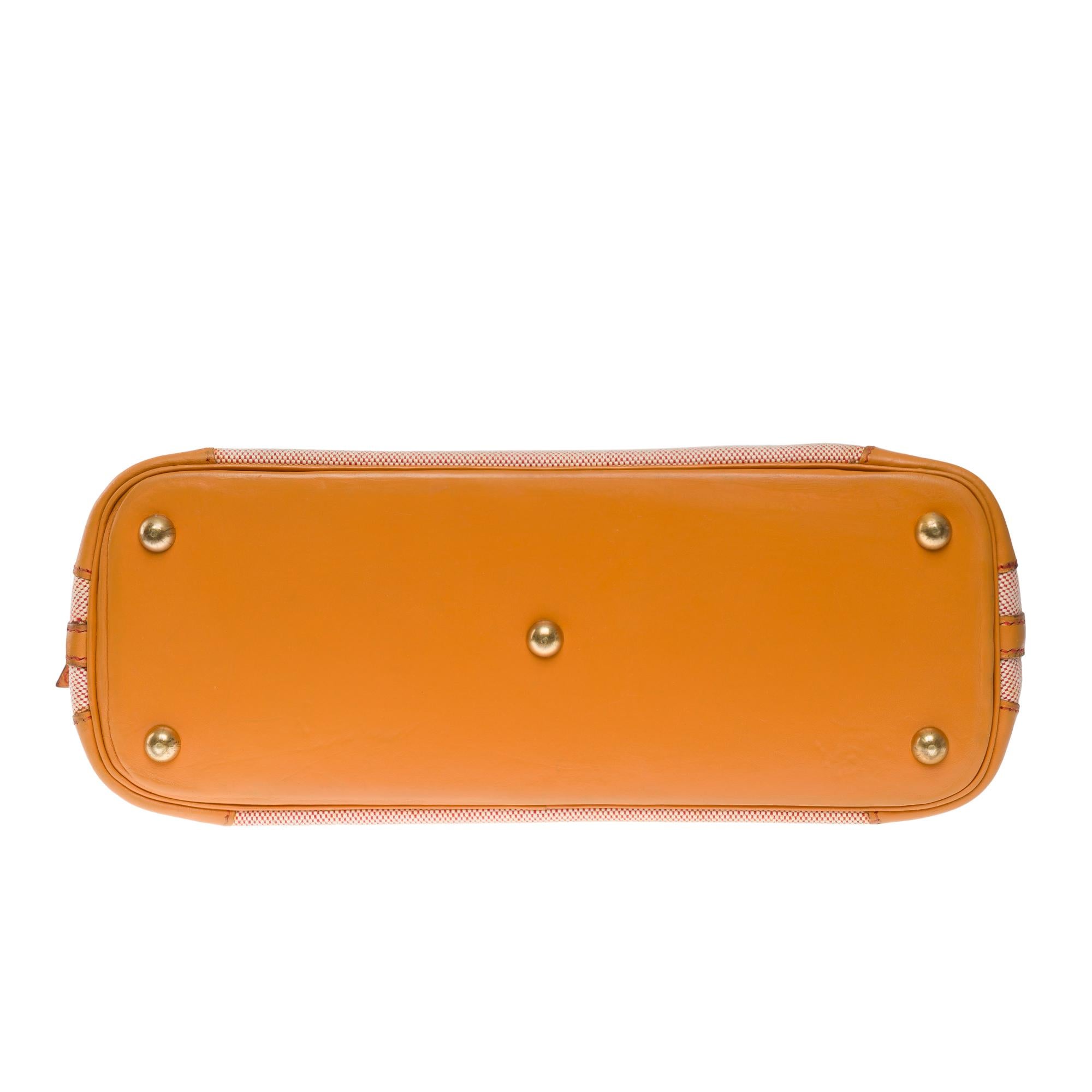 Hermes Bolide handbag strap in Beige Canvas & Gold vache naturelle leather, GHW For Sale 6